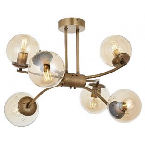 METAL and GLASS COPPER ANTIQUE COLOR and BLACK CHANDELIER 50 x 75 CM LOAD: 55 CM